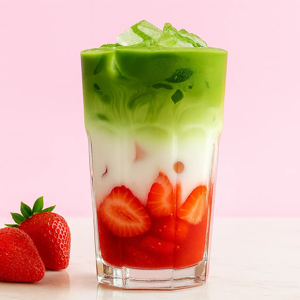 strawberry matcha latte at home