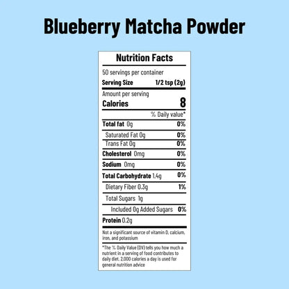 Blueberry Matcha Powder nutrition facts - Belly Mood
