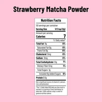 Strawberry Matcha Powder nutrition facts - Belly Mood