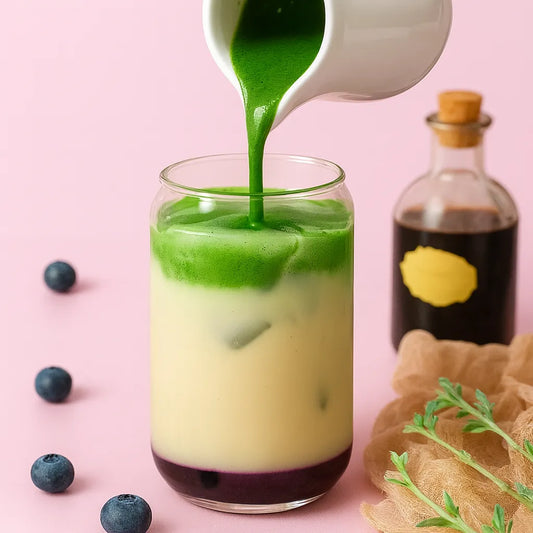 Blueberry matcha latte recipe at home