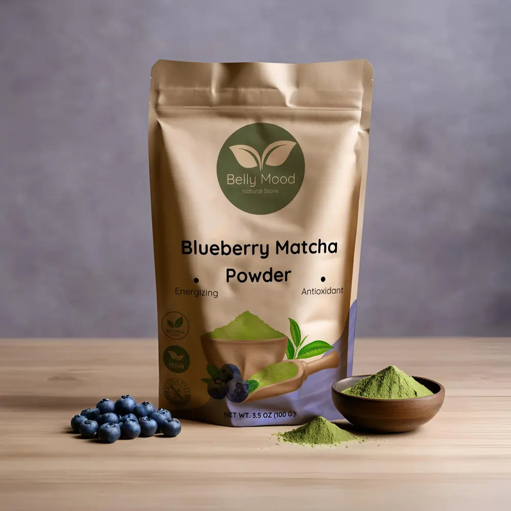 Blueberry matcha latte